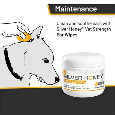Show full view: Silver Honey Rapid Ear Care Manuka Honey & MicroSilver BG Vet Strength Dog & Cat Wipes, 50 count slide 4 of 9