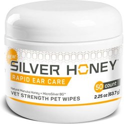 Silver Honey Rapid Ear Care Manuka Honey & MicroSilver BG Vet Strength Dog & Cat Wipes, 50 count