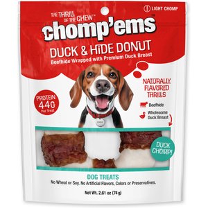 Chomp'ems Beefhide Donut with Duck Dog Treats, 1 count