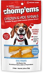 Chomp'ems 6" Beefhide Spiral with Chicken Dog Treats, 2 count