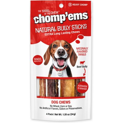 Chomp'ems Chomp'ems 6" Bully Stick Dog Treats, 4 count