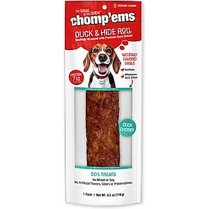 Chomp'ems Premium Beefhide Stick Duck Dog Treats, 4.2-oz bag