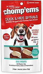 Chomp'ems Premium Beefhide Spiral Duck Dog Treats, 2 count