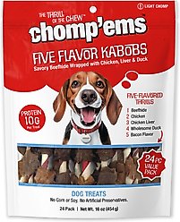 Chomp'ems Five Flavor Kabobs Dog Treats, 24 count