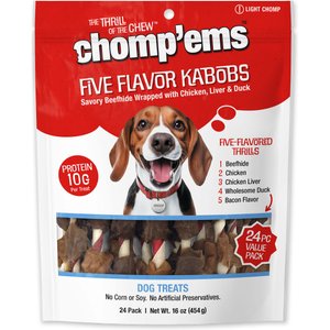 Chomp'ems Five Flavor Kabobs Dog Treats, 24 count