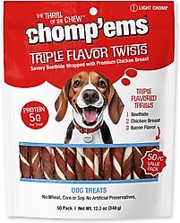 Chomp'ems Triple Flavor Twists Dog Treats, 50 count