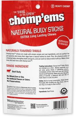 Show full view: Chomp'ems Adult Meat & Beef Bully Sticks Dog Treats, 5.2-oz bag slide 3 of 8