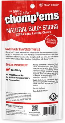 Show full view: Chomp'ems 6" Bully Stick Dog Treats, 4 count, bundle of 2 slide 3 of 7