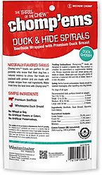 Chomp'ems Premium Beefhide Spiral Duck Dog Treats, 2 count slide 2 of 7
