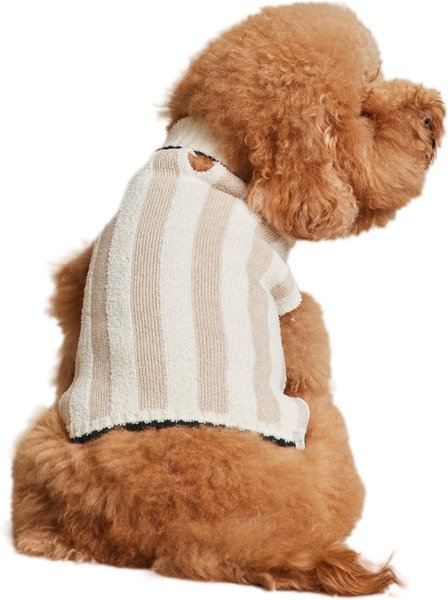 Show full view: Barefoot Dreams CozyChic Cotton Classic Stripe Dog Sweater, Oatmeal/Cream, XX-Large slide 2 of 6