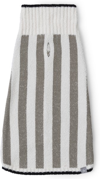 Show full view: Barefoot Dreams CozyChic Cotton Classic Stripe Dog Sweater, Eucalyptus/Cream, X-Large slide 4 of 5
