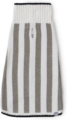 Show full view: Barefoot Dreams CozyChic Cotton Classic Stripe Dog Sweater, Eucalyptus/Cream, X-Small slide 4 of 5