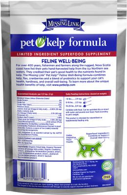 Show full view: The Missing Link Pet Kelp Feline Well-Being Limited Ingredient Superfood Cat Supplement, 6-oz bag slide 3 of 9