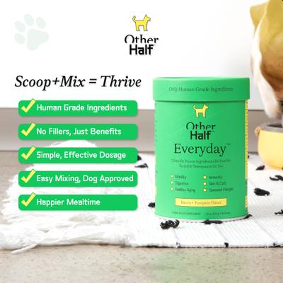 Show full view: Other Half Everyday Multivitamin Bacon & Pumpkin Flavored Powder Supplement for Dogs, 60 scoops slide 3 of 9