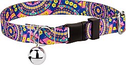 Country Brook Petz Blue Boho Mandala Cat Collar, 8 to 12-in neck, 1/2-in wide