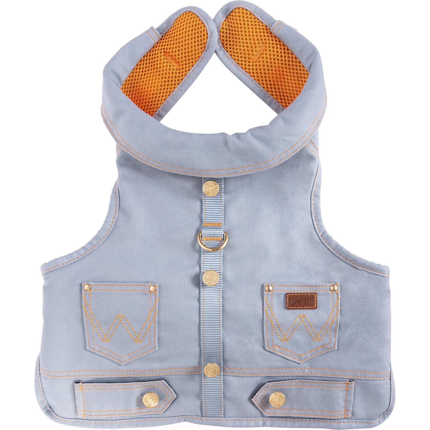 Wrangler Denim Light Wash Vest Dog Harness, Light Brown, X-Large: 28 to 46-in chest