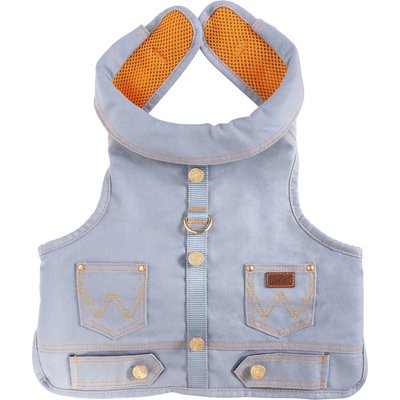 Wrangler Wrangler Denim Light Wash Vest Dog Harness, Light Blue, Medium: 16.5 to 27-in chest