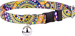 Country Brook Petz Yellow Boho Mandala Cat Collar, 8 to 12-in neck, 1/2-in wide