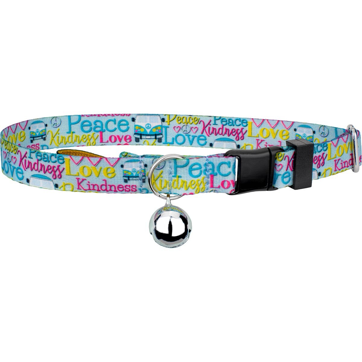 Country Brook Petz Love & Peace Cat Collar, 8 to 12-in neck, 1/2-in wide
