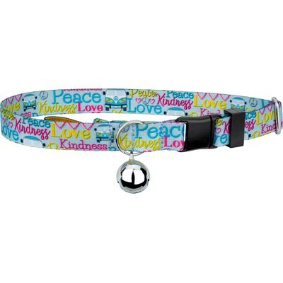 Country Brook Petz Country Brook Petz Love & Peace Cat Collar, 8 to 12-in neck, 1/2-in wide
