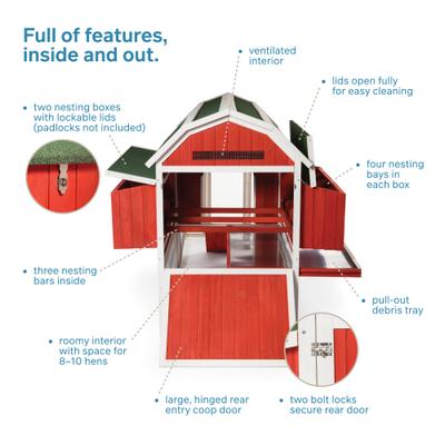 Show full view: Prevue Pet Products Deluxe Double Nest Red Barn Chicken Coop slide 4 of 9
