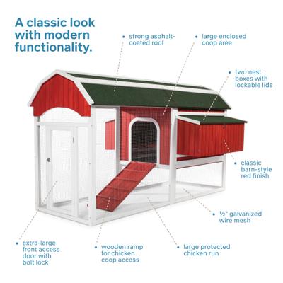 Show full view: Prevue Pet Products Deluxe Double Nest Red Barn Chicken Coop slide 3 of 9