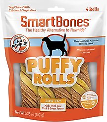 SmartBones Puffy Rolls Dog Chews, 4 count
