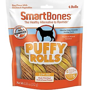 SmartBones Puffy Rolls Dog Chews, 4 count