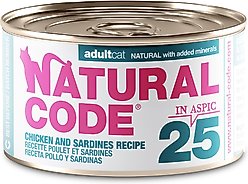 Natural Code Chicken & Sardines Wet Cat Food Topper, 3-oz can, case of 24