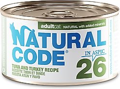 Natural Code Tuna & Turkey Wet Cat Food Topper, 3-oz can, case of 24