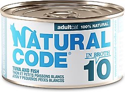 Natural Code Tuna & Fish Wet Cat Food Topper, 3-oz can, case of 24