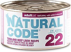 Natural Code Tuna & Beef Liver Wet Cat Food Topper, 3-oz can, case of 24