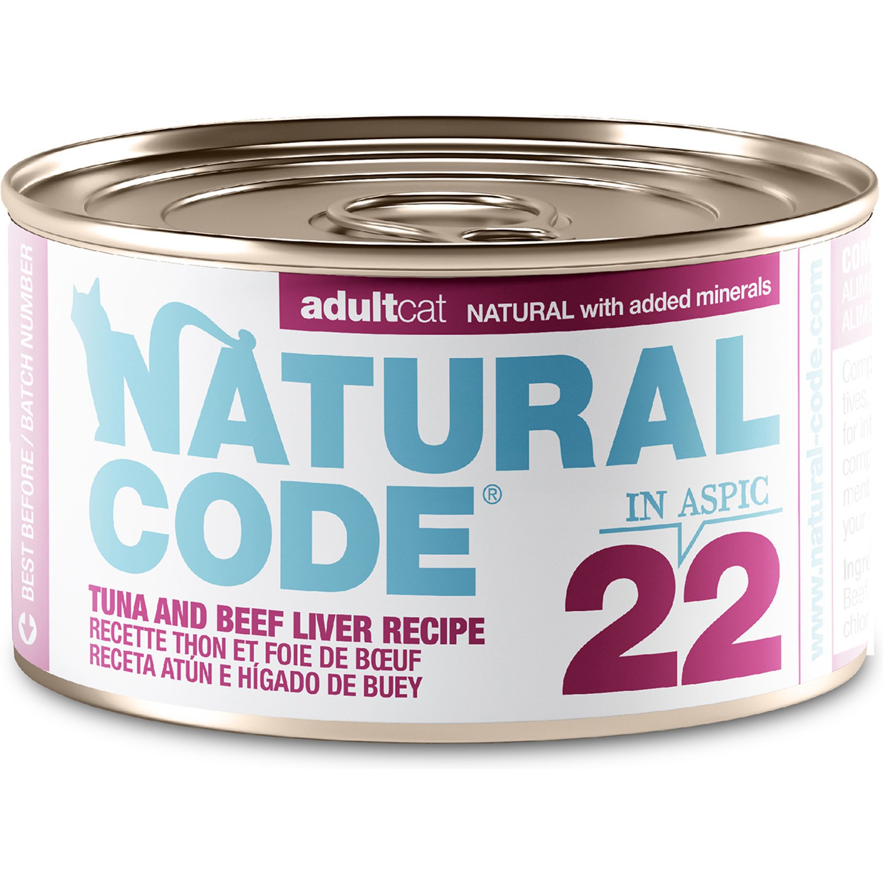 Natural Code Tuna & Beef Liver Wet Cat Food, 3-oz can, case of 24