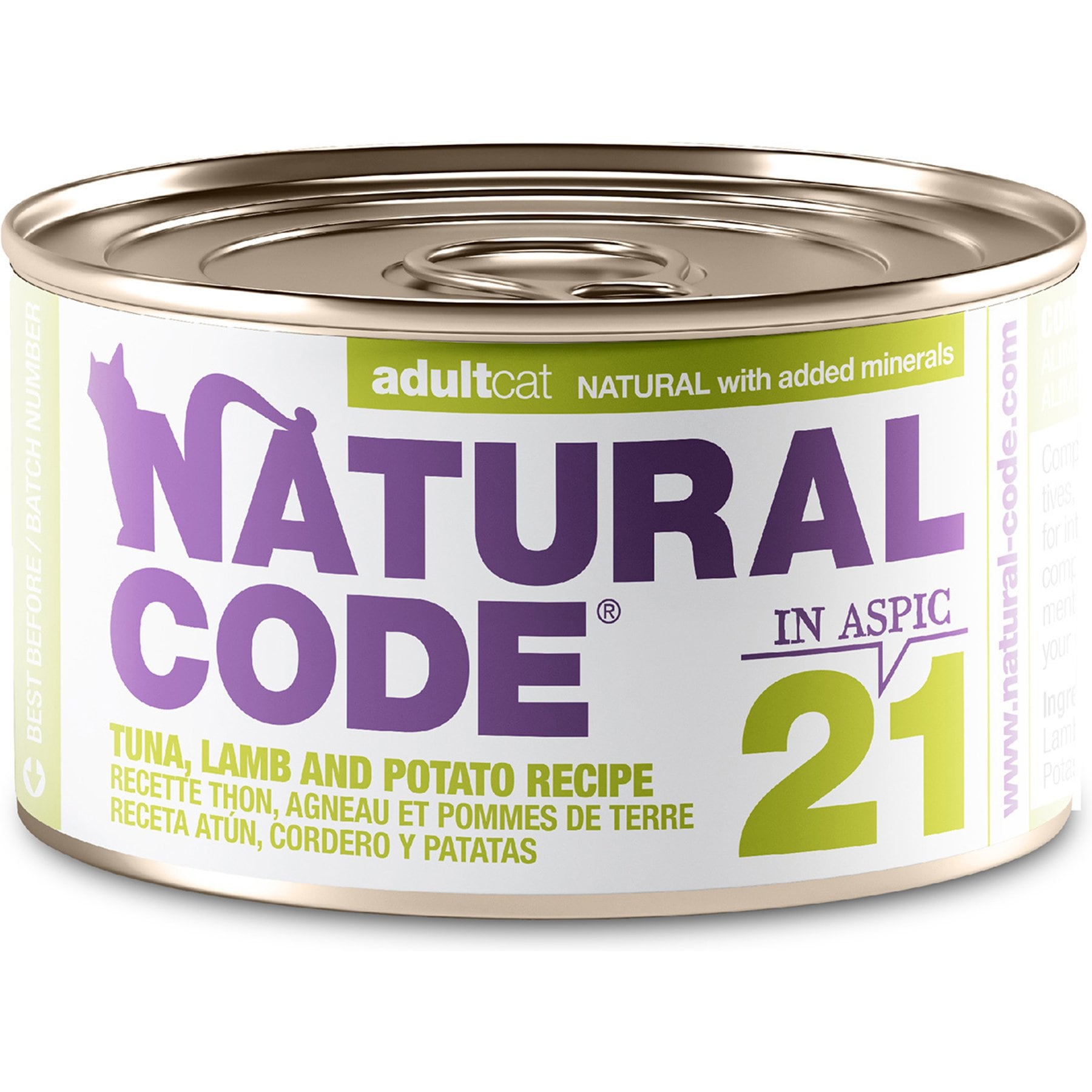 Natural Code Tuna, Lamb & Potato Wet Cat Food, 3-oz can, case of 24