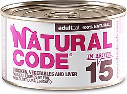 Natural Code Chicken, Vegetables & Liver Wet Cat Food Topper, 3-oz can, case of 24