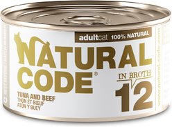 Natural Code Tuna & Beef Wet Cat Food Topper, 3-oz can, case of 24