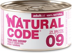 Natural Code Tuna & Shrimp Wet Cat Food Topper, 3-oz can, case of 24