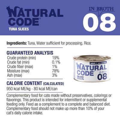 Show full view: Natural Code Tuna Slices Wet Cat Food, 3-oz can, case of 24 slide 8 of 10