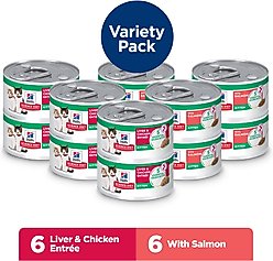 Hill's Science Diet Kitten Liver & Chicken & Savory Salmon Variety Pack Wet Cat Food, 2.9-oz can, case of 12 slide 2 of 9