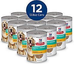 Hill's Science Diet Adult Perfect Weight Management Chicken & Vegetables Entree Wet Dog Food, 12.8-oz can, case of 12 slide 2 of 9