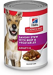 Hill's Science Diet Adult Savory Stew with Beef & Vegetables Wet Dog Food, 12.8-oz can, case of 12