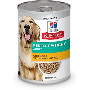 Hill's Science Diet Adult Perfect Weight Management Chicken & Vegetables Entree Wet Dog Food, 12.8-oz can, case of 12