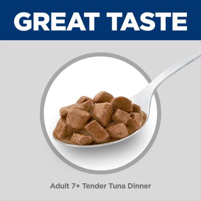 Show full view: Hill's Science Diet Senior Adult 7+ Tender Tuna Dinner Wet Cat Food, 5.5-oz can, case of 24 slide 4 of 13