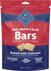Blue Buffalo Red White & Blue Bars Oatmeal & Cinnamon Crunchy Dog Treat, 11-oz bag