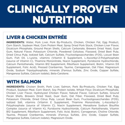 Show full view: Hill's Science Diet Kitten Liver & Chicken & Savory Salmon Variety Pack Wet Cat Food, 2.9-oz can, case of 12 slide 5 of 13