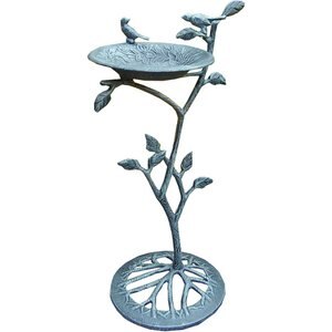 Oakland Living Handmade Metal Meadow Bird Bath, Verdi Grey