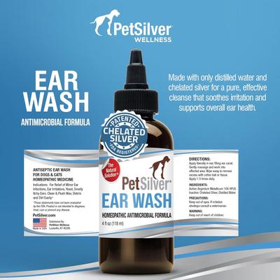 Show full view: PetSilver Antimicrobial Dog & Cat Ear Wash, 4-fl oz bottle slide 8 of 12