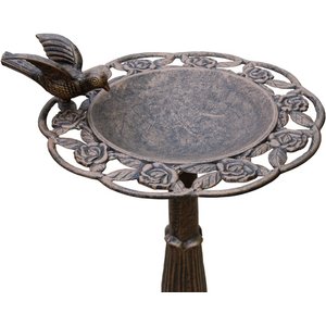 Oakland Living Handmade Metal Rose Bird Bath, Antique Bronze
