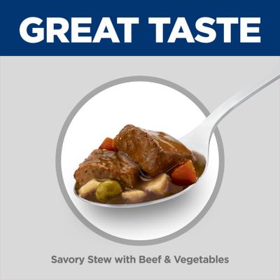 Show full view: Hill's Science Diet Adult Savory Stew with Beef & Vegetables Wet Dog Food, 12.8-oz can, case of 12 slide 4 of 13