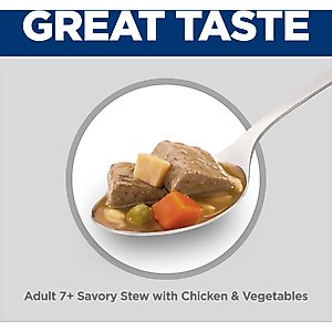 Hill's Science Diet Senior Adult 7+ Savory Stew with Chicken & Vegetables Canned Dog Food, 12.8-oz, case of 12